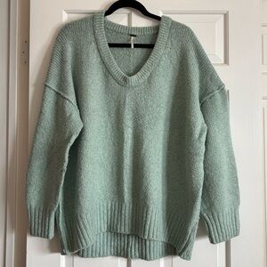 Free People Seafoam V-Neck Sweater
